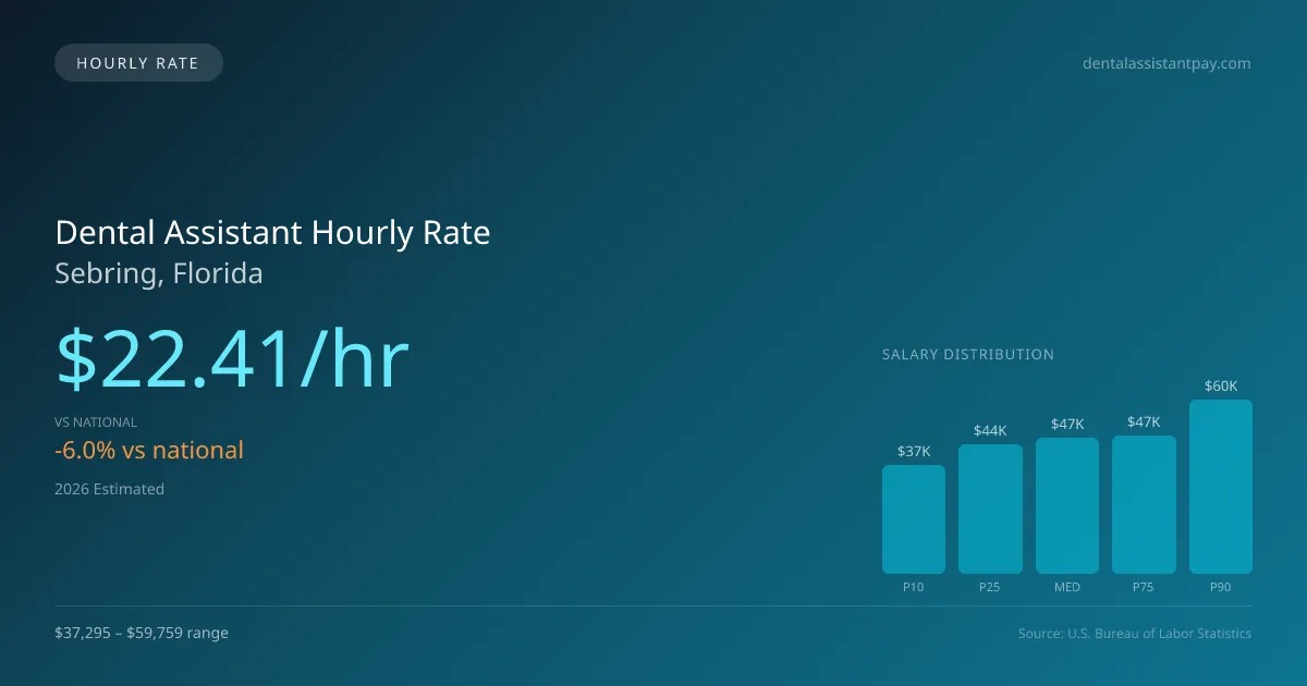Dental Assistant Hourly Rate in Sebring, FL — 2026 est., based on 2025 BLS