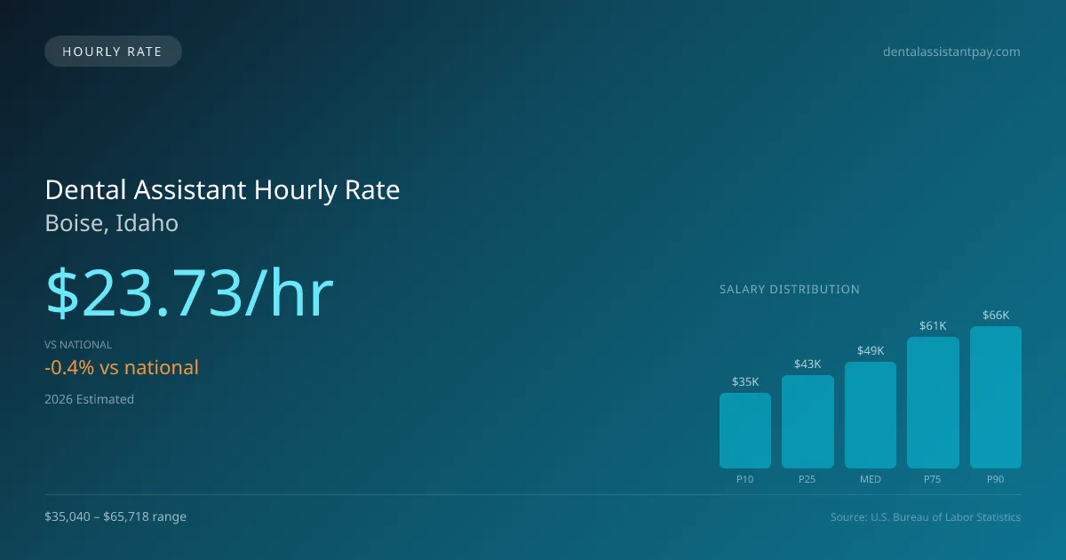 Dental Assistant Hourly Rate in Boise, ID — 2026 est., based on 2025 BLS