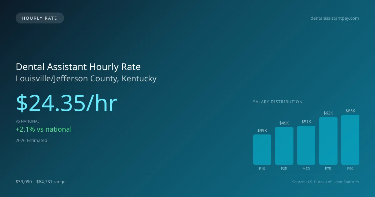 Dental Assistant Hourly Rate in Louisville/Jefferson County, KY — 2026 est., based on 2025 BLS