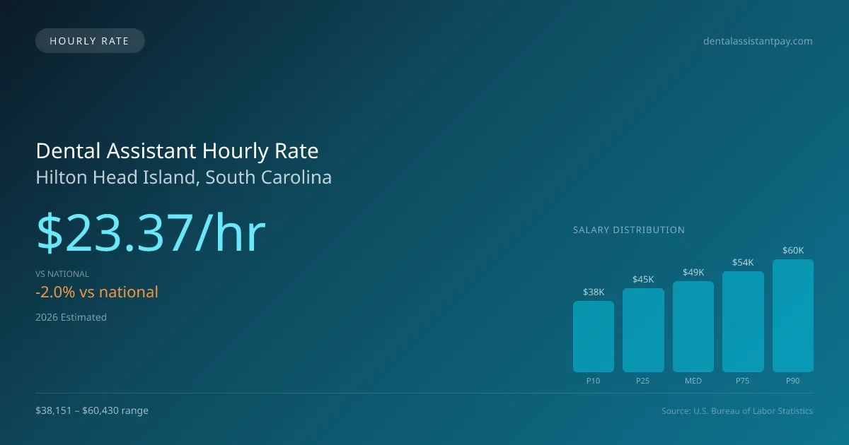 Dental Assistant Hourly Rate in Hilton Head Island, SC — 2026 est., based on 2025 BLS