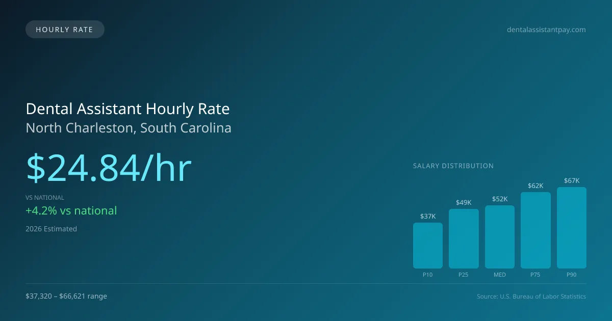 Dental Assistant Hourly Rate in North Charleston, SC — 2026 est., based on 2025 BLS