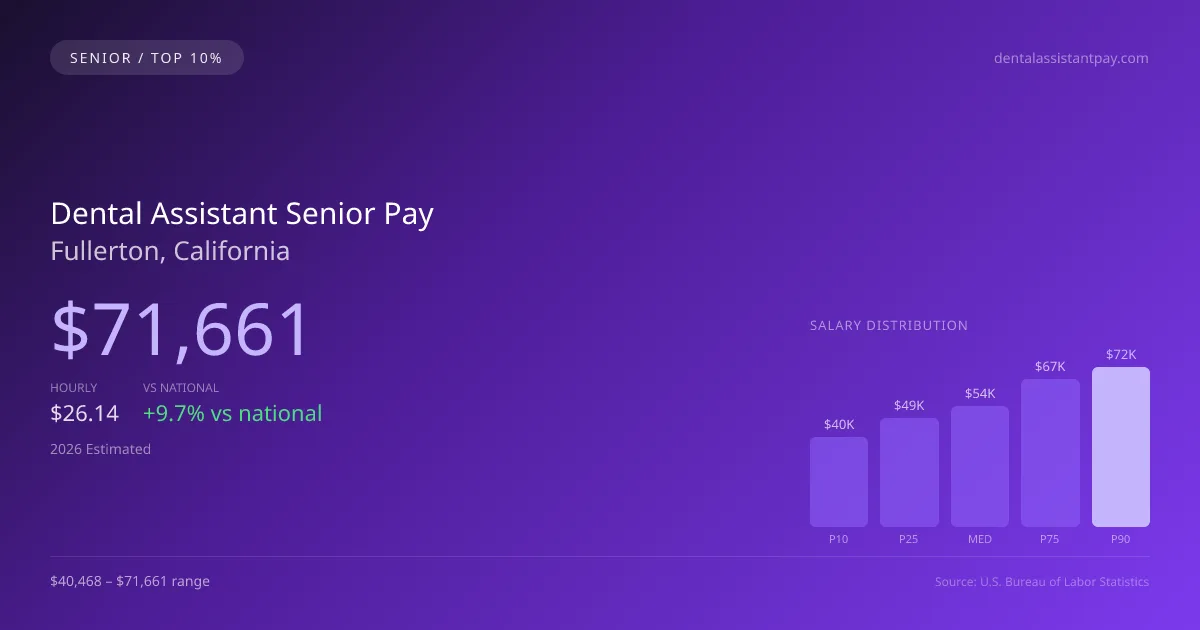 Dental Assistant Senior Salary in Fullerton, CA — 2026 est., based on 2025 BLS