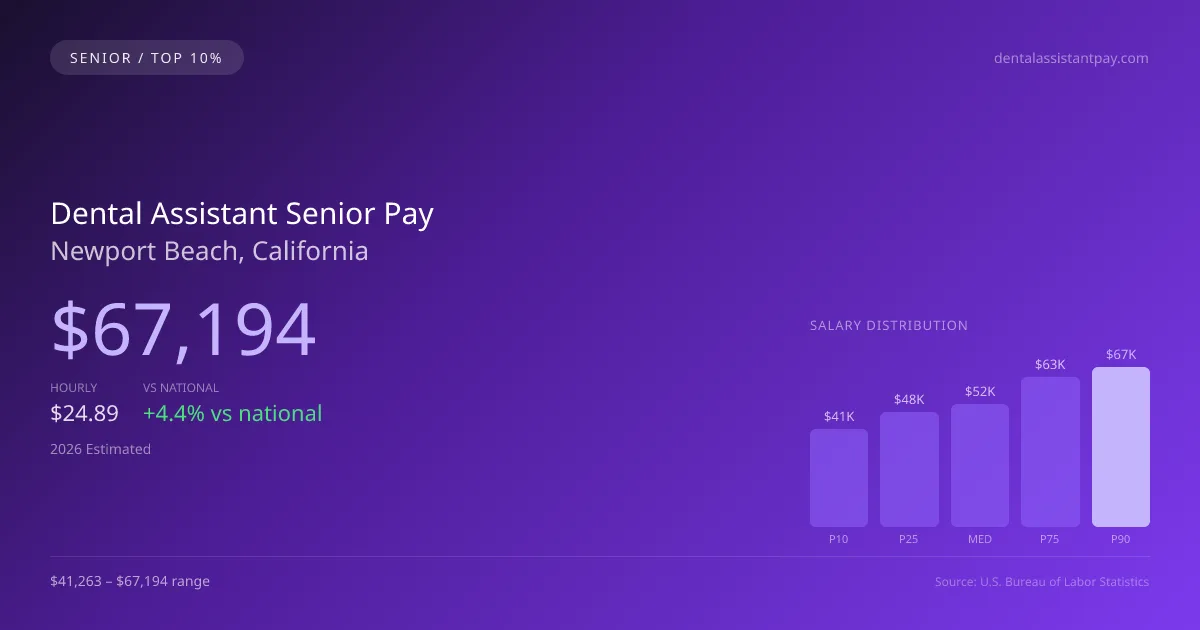 Dental Assistant Senior Salary in Newport Beach, CA — 2026 est., based on 2025 BLS
