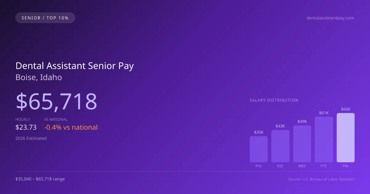 Dental Assistant Senior Salary in Boise, ID — 2026 est., based on 2025 BLS
