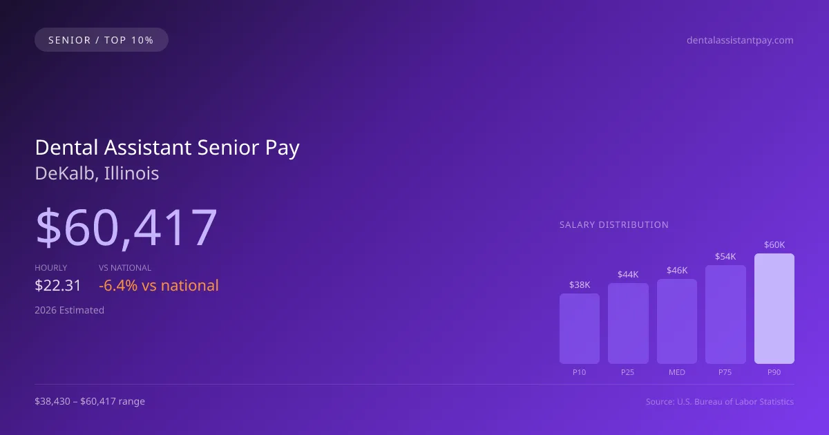 Dental Assistant Senior Salary in DeKalb, IL — 2026 est., based on 2025 BLS