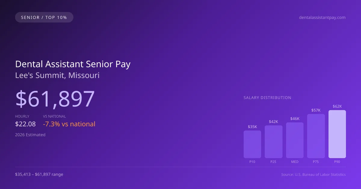 Dental Assistant Senior Salary in Lee's Summit, MO — 2026 est., based on 2025 BLS
