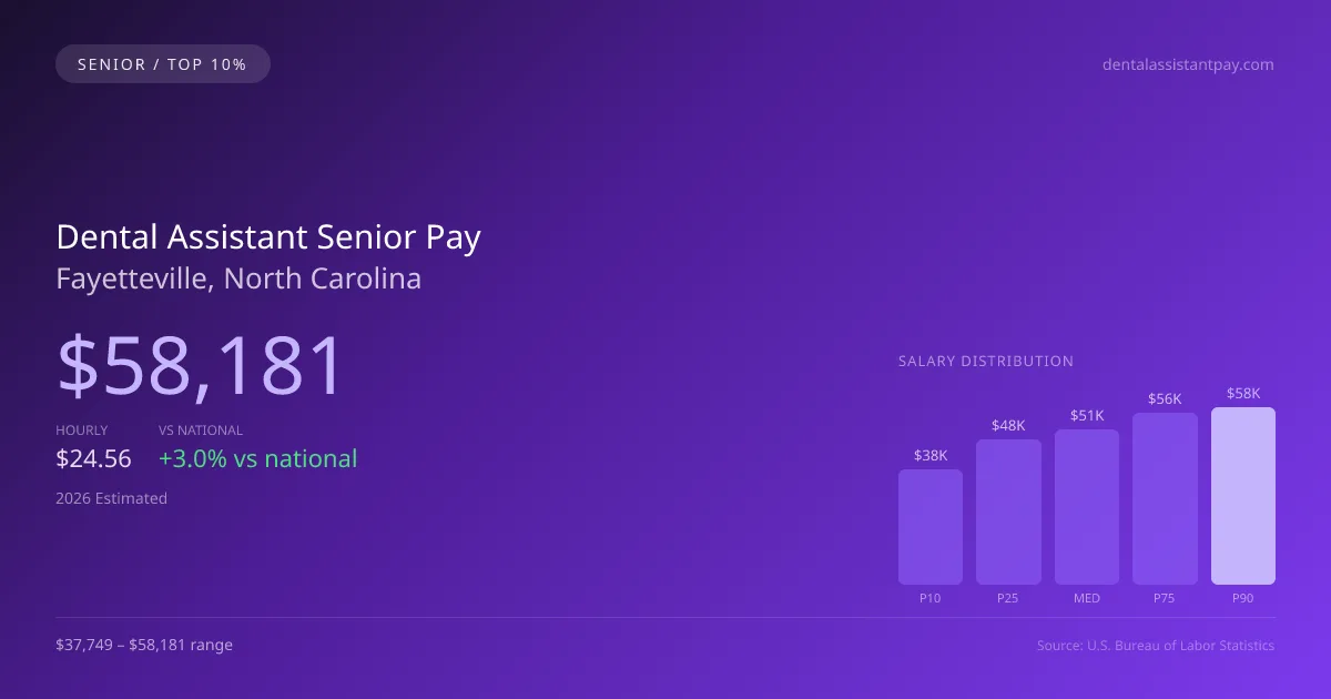 Dental Assistant Senior Salary in Fayetteville, NC — 2026 est., based on 2025 BLS