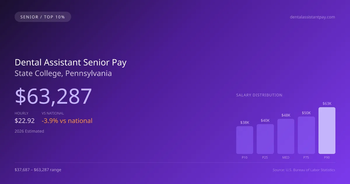 Dental Assistant Senior Salary in State College, PA — 2026 est., based on 2025 BLS