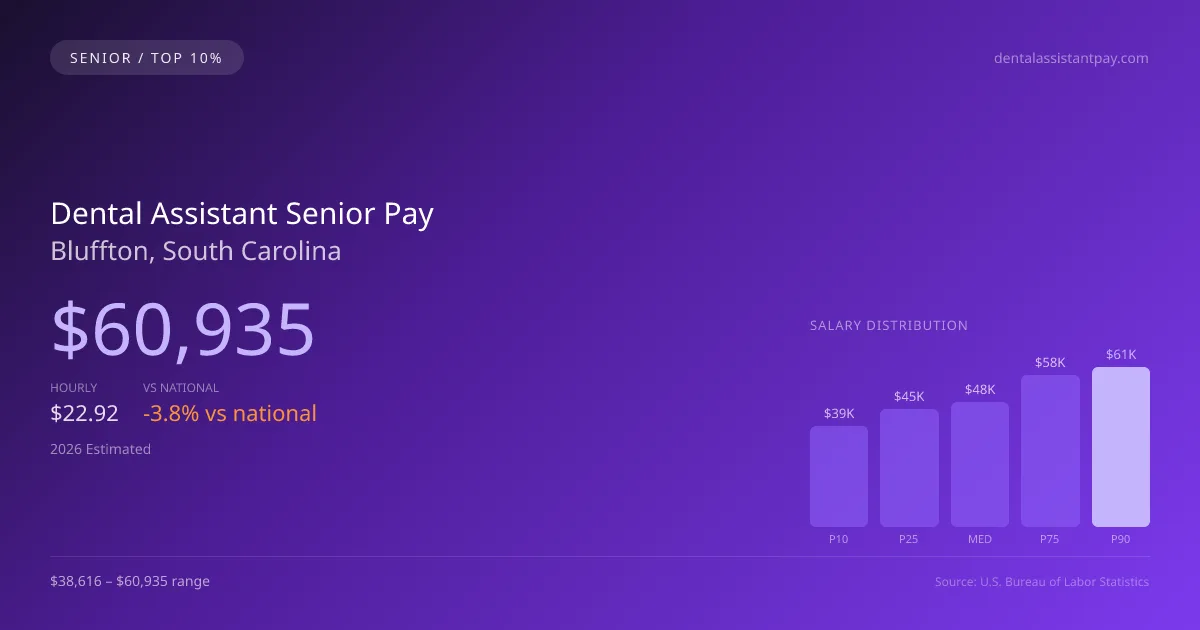 Dental Assistant Senior Salary in Bluffton, SC — 2026 est., based on 2025 BLS