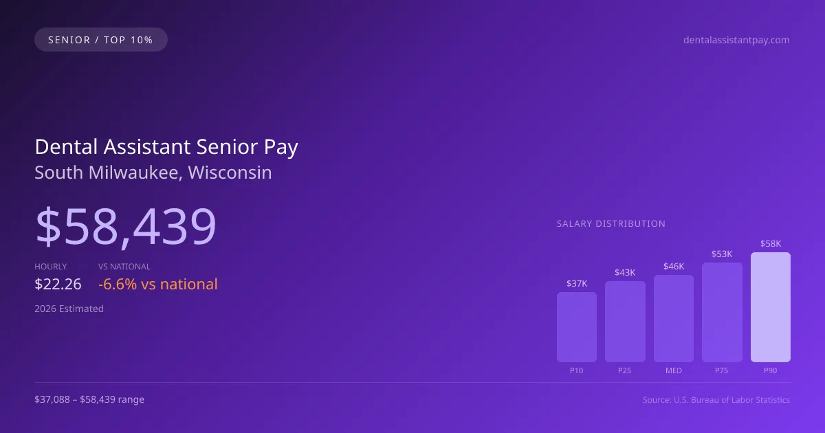 Dental Assistant Senior Salary in South Milwaukee, WI — 2026 est., based on 2025 BLS