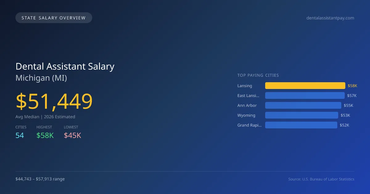 Dental Assistant Salary in Michigan - 2025 BLS Data Infographic